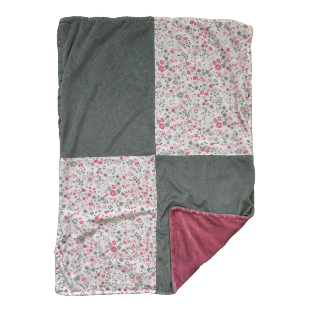 Laura Ashley Pink Gray Floral Flowers Quilt Block Lovey Baby Security Blanket